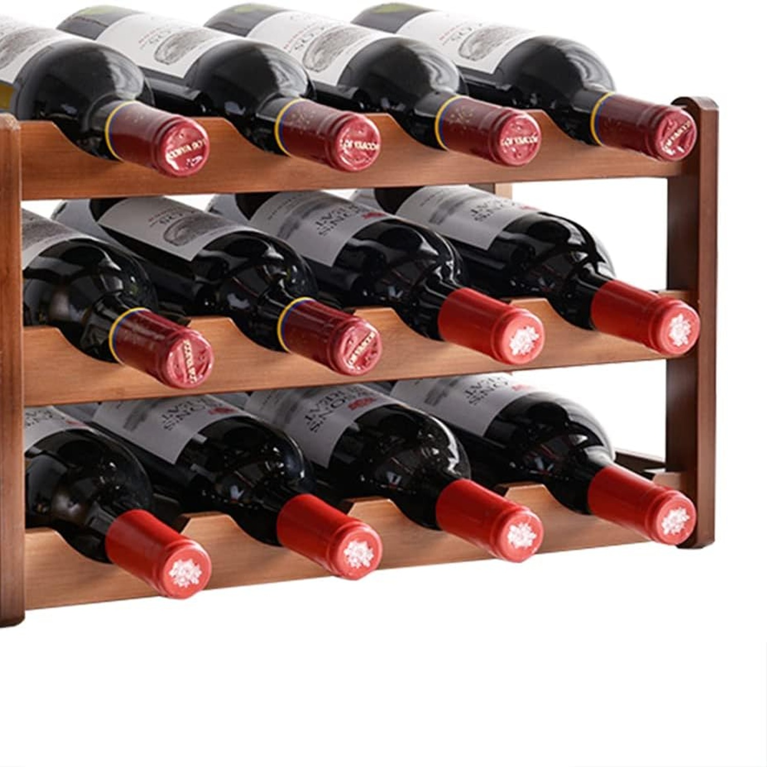 Bamboo Wine Rack 12 Bottle 3 Tier Countertop Stand, a wine rack from Wine Rack Company