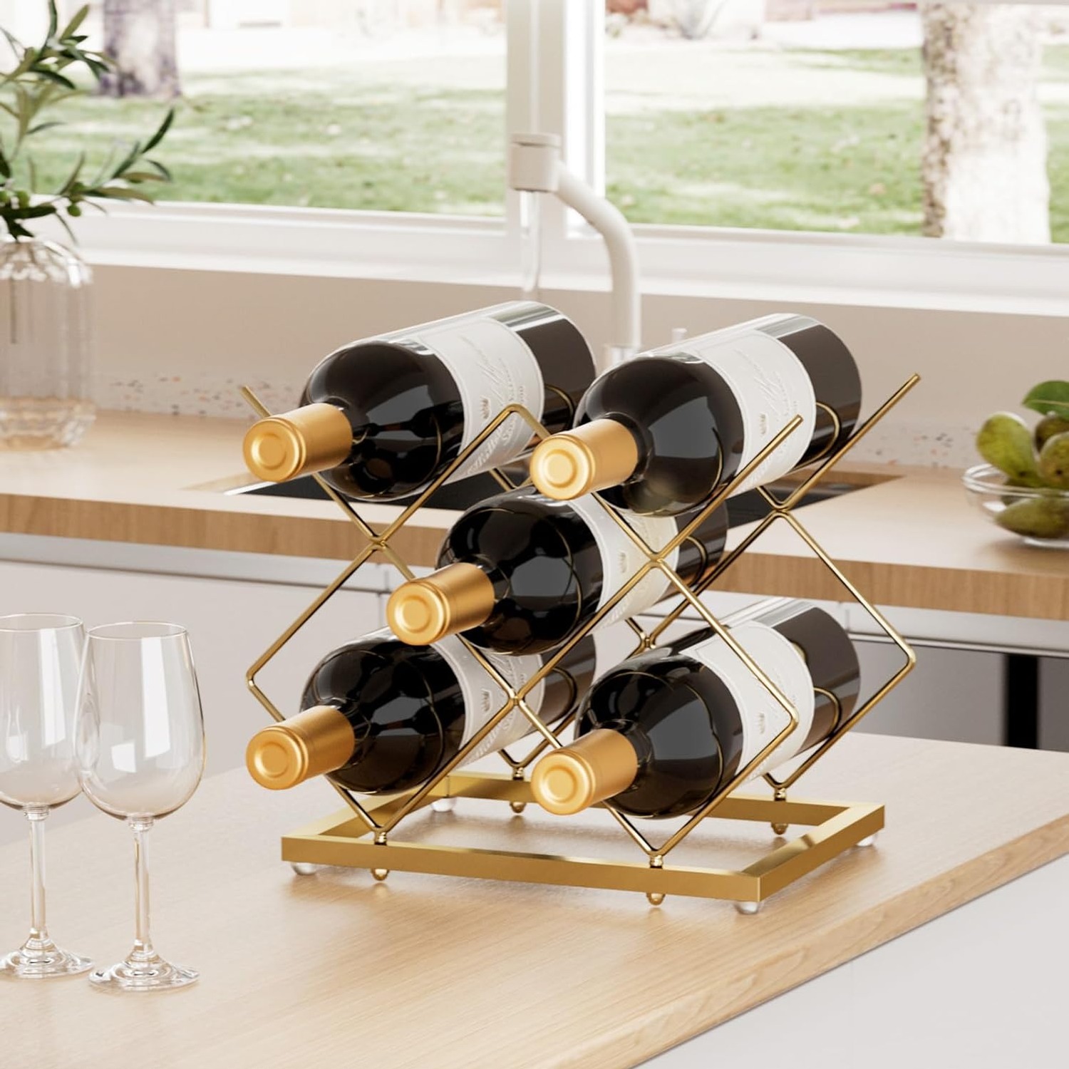 Urban Deco Gold 5-Bottle Countertop Wine Rack: image 2