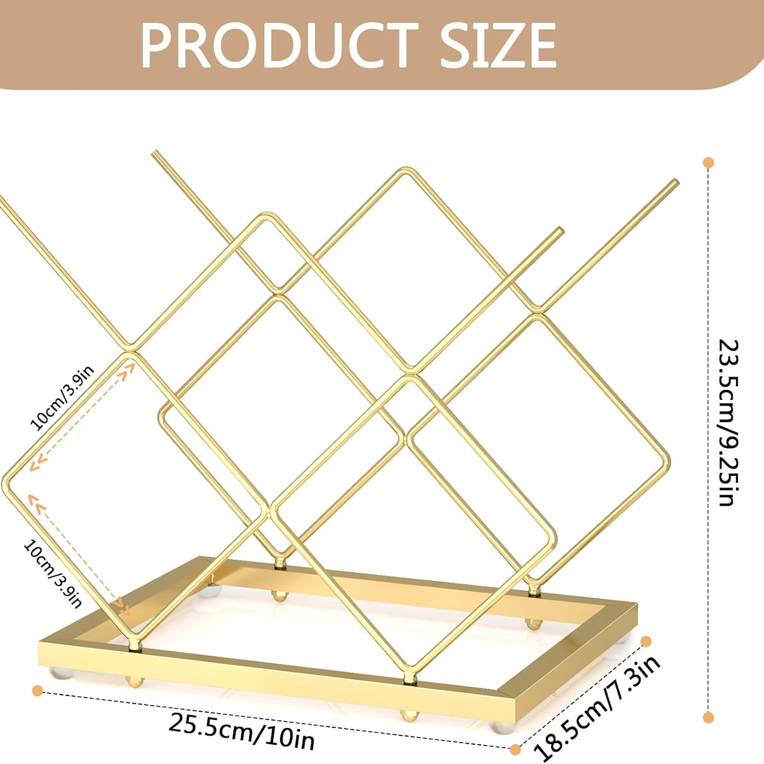 Urban Deco Gold 5-Bottle Countertop Wine Rack: image 4