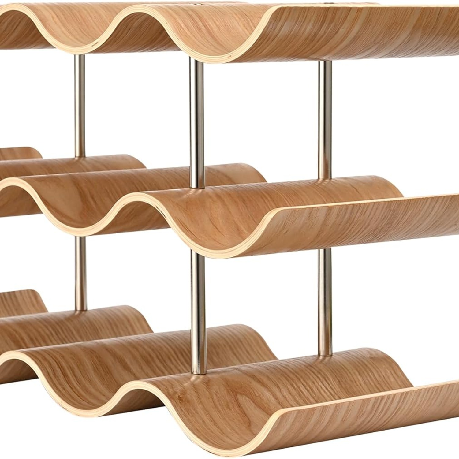 Wavy Wooden Wine Rack 12 Bottle Countertop Stand
