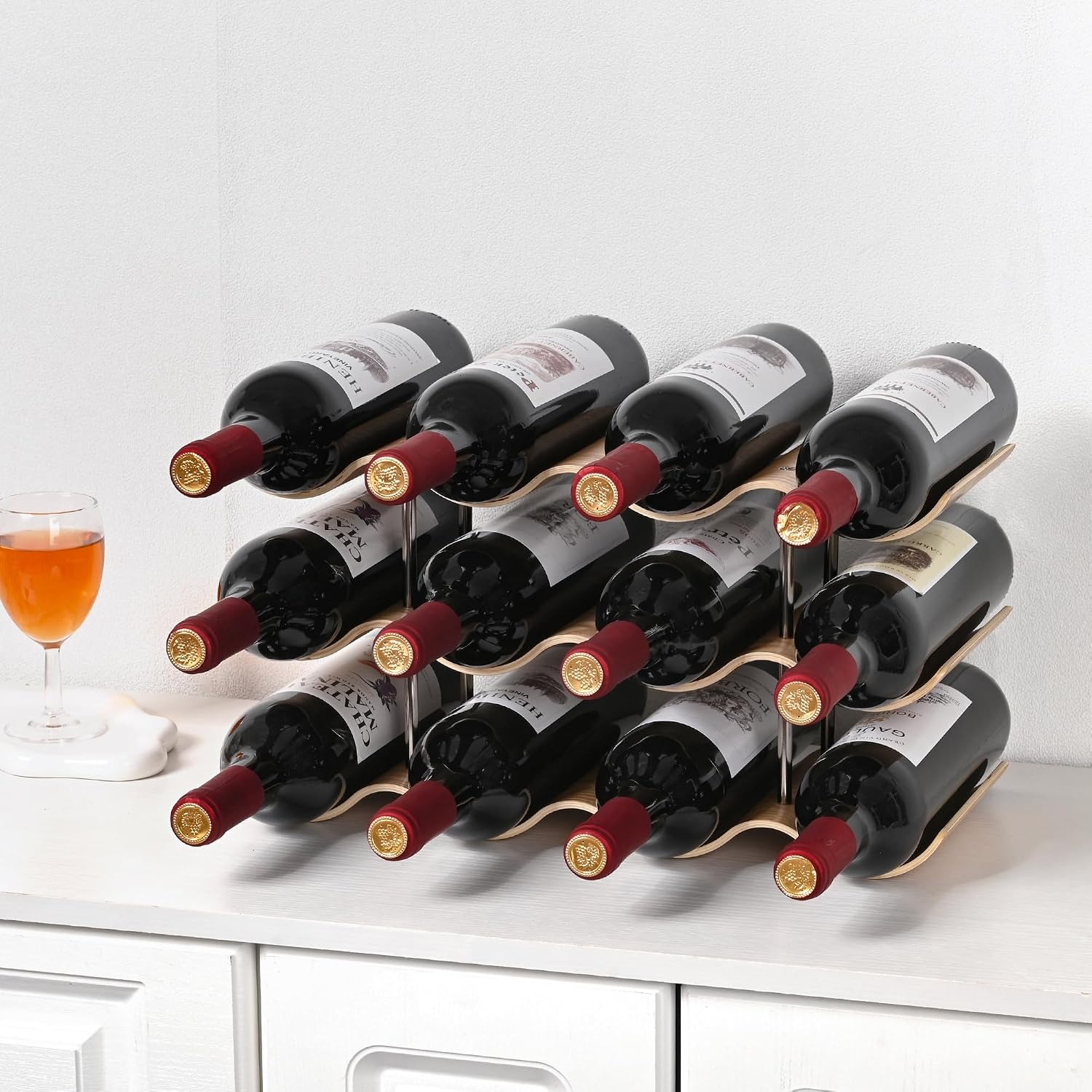 Wavy Wooden Wine Rack 12 Bottle Countertop Stand: image 5