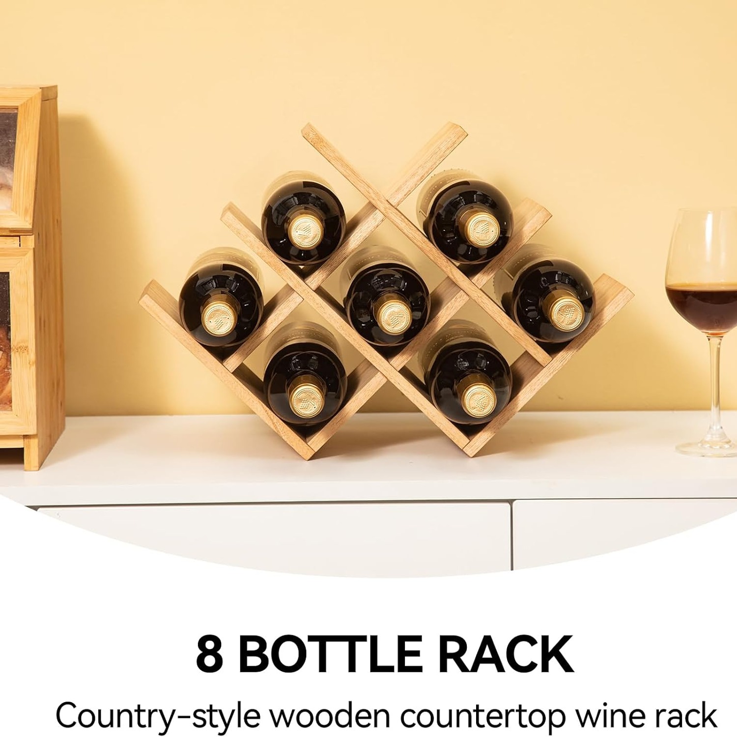 3-Tier Wooden Wine Rack, 8 Bottle Countertop Holder: image 8