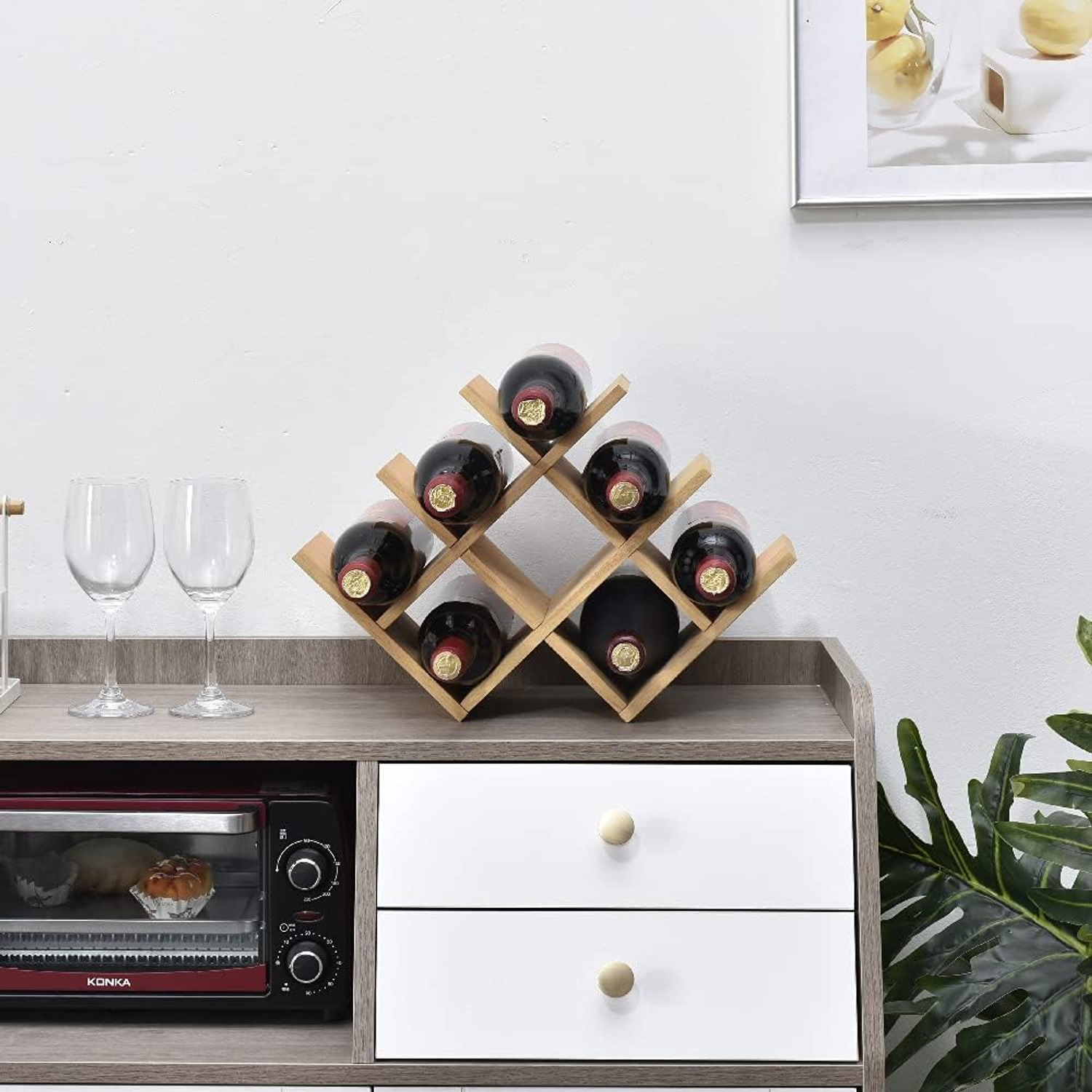 3-Tier Wooden Wine Rack, 8 Bottle Countertop Holder: image 10