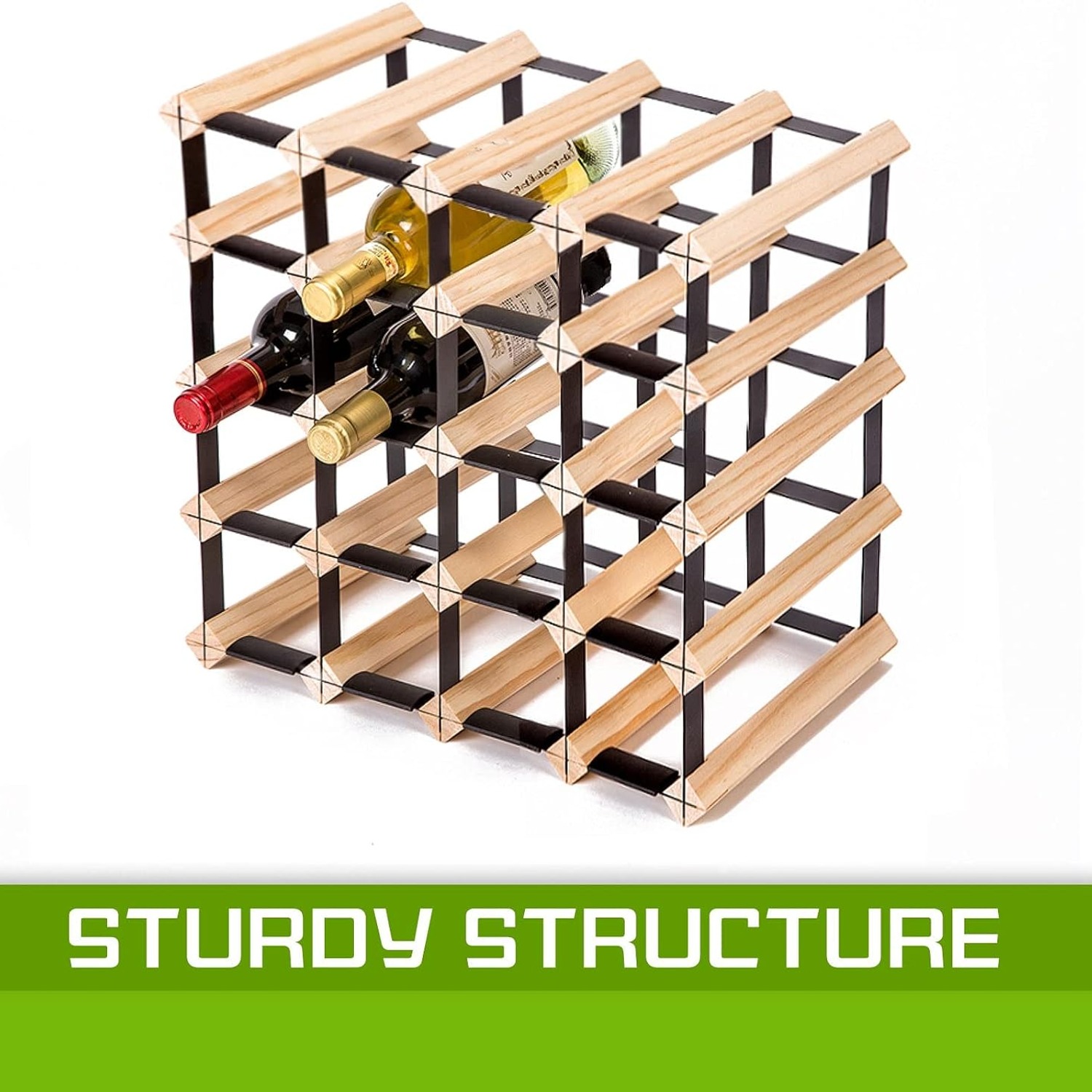 Timber Wine Rack 20 Bottle Freestanding Pine Storage: image 7