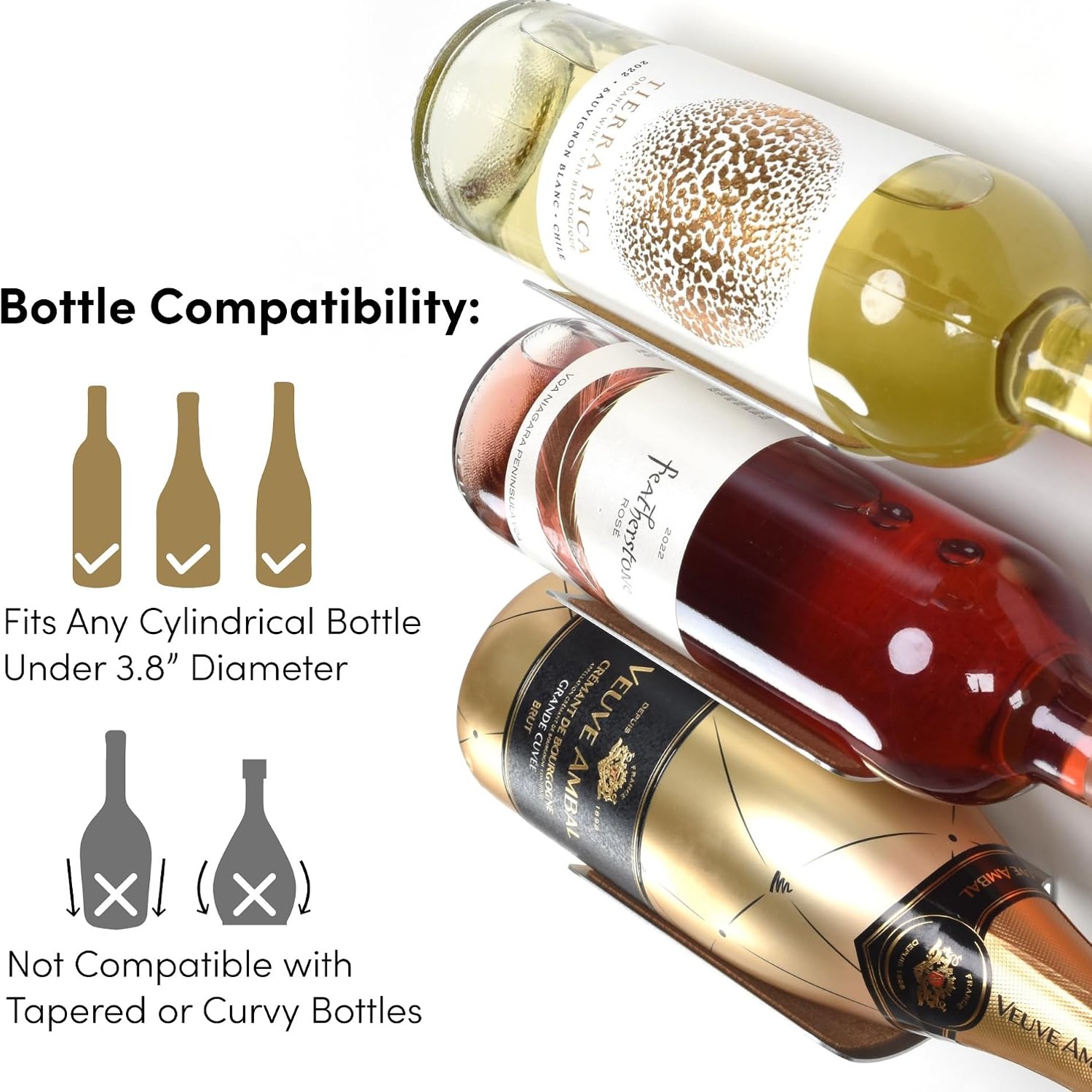 Wall Mounted Wine Bottle Rack (Set of 6, Anodised Aluminium): image 5