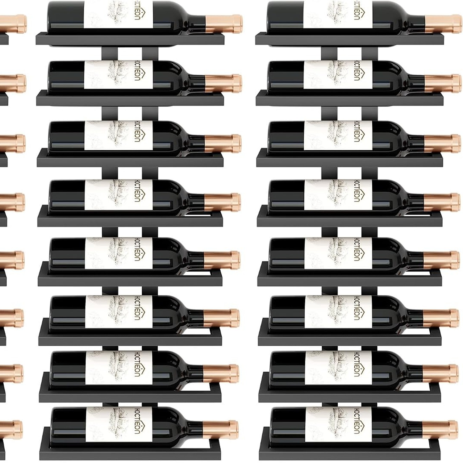 16 Bottle Wall Wine Rack, 2 Pack 8 Tier Metal Set