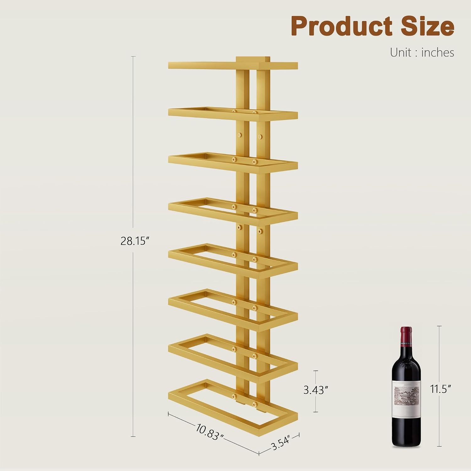 16 Bottle Wall Wine Rack, 2 Pack 8 Tier Metal Set: image 8