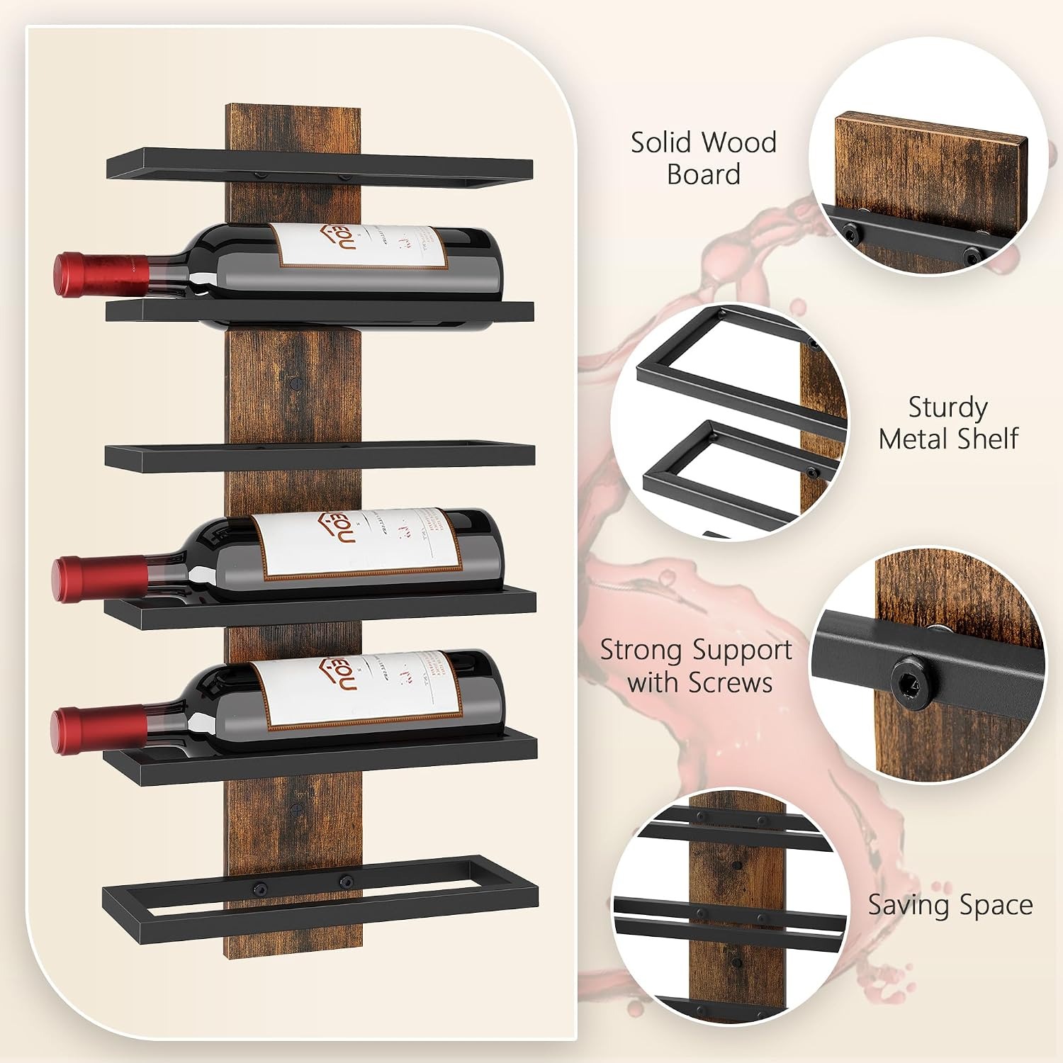 6 Tier Wall Mounted Wine Rack: image 8