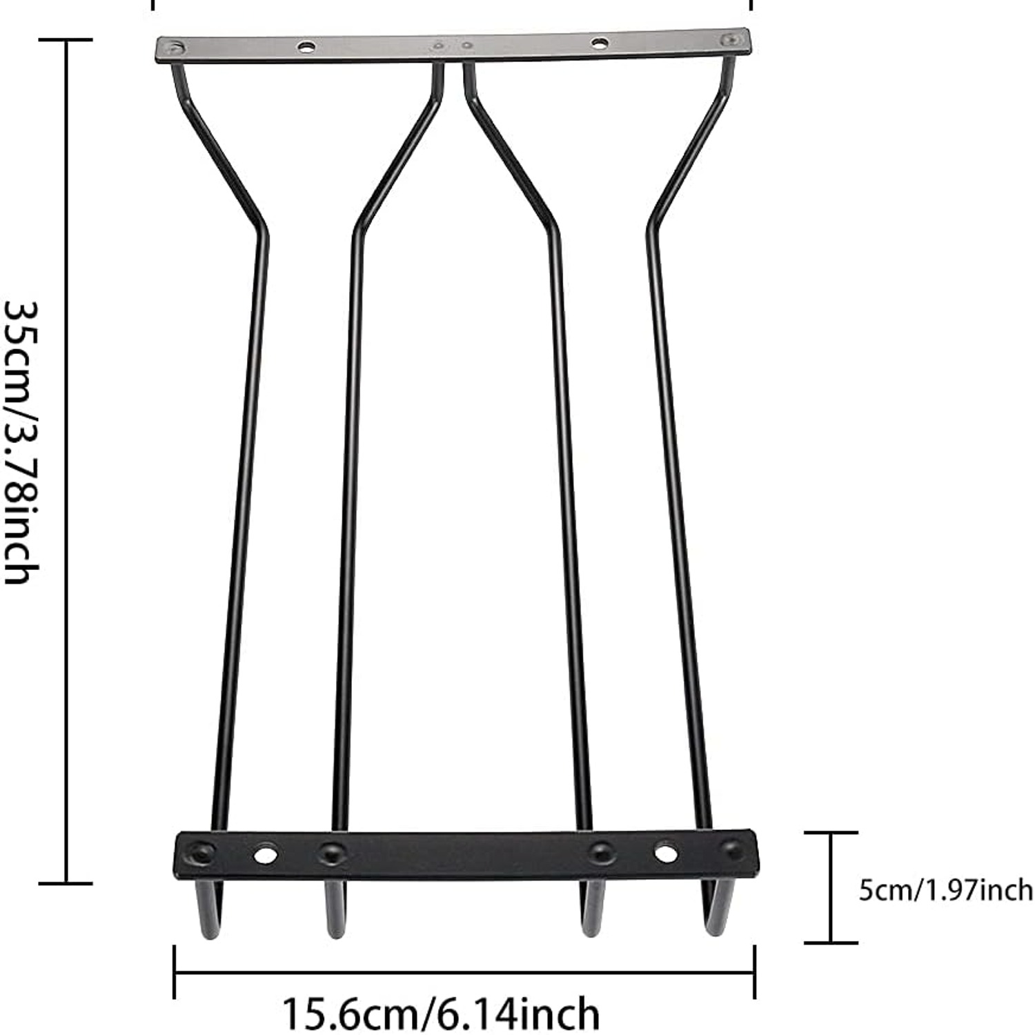 Black Wine Glass Rack 35cm Under-Cabinet Stemware Holder: image 2