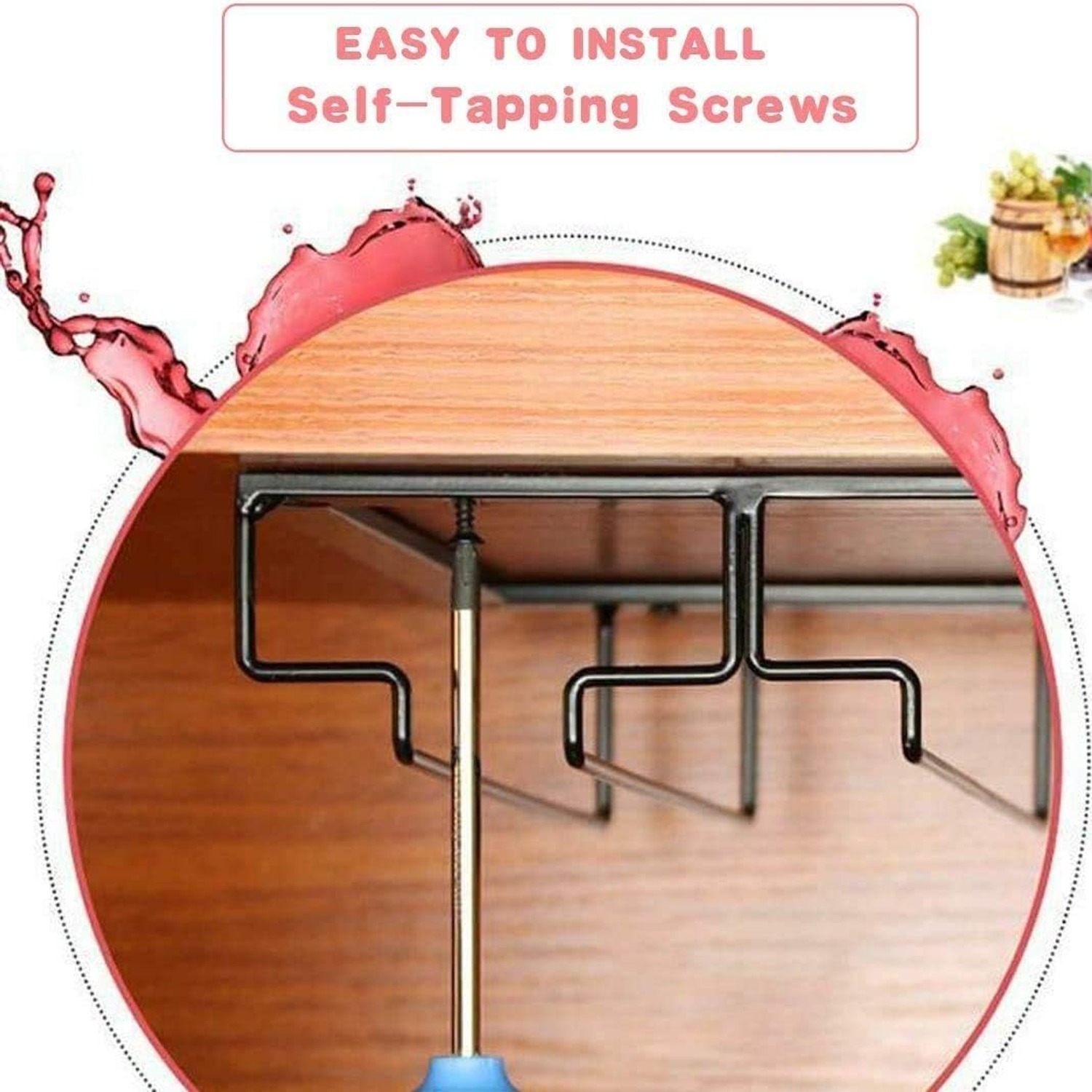 Under Cabinet Wine Glass Rack 2 Pack: image 4