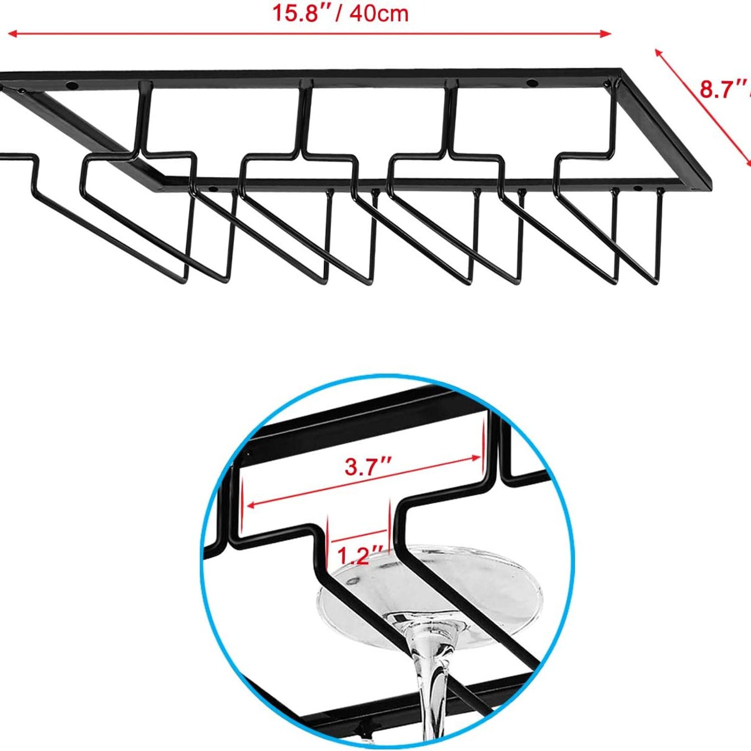 4-Row Under Cabinet Wine Glass Rack