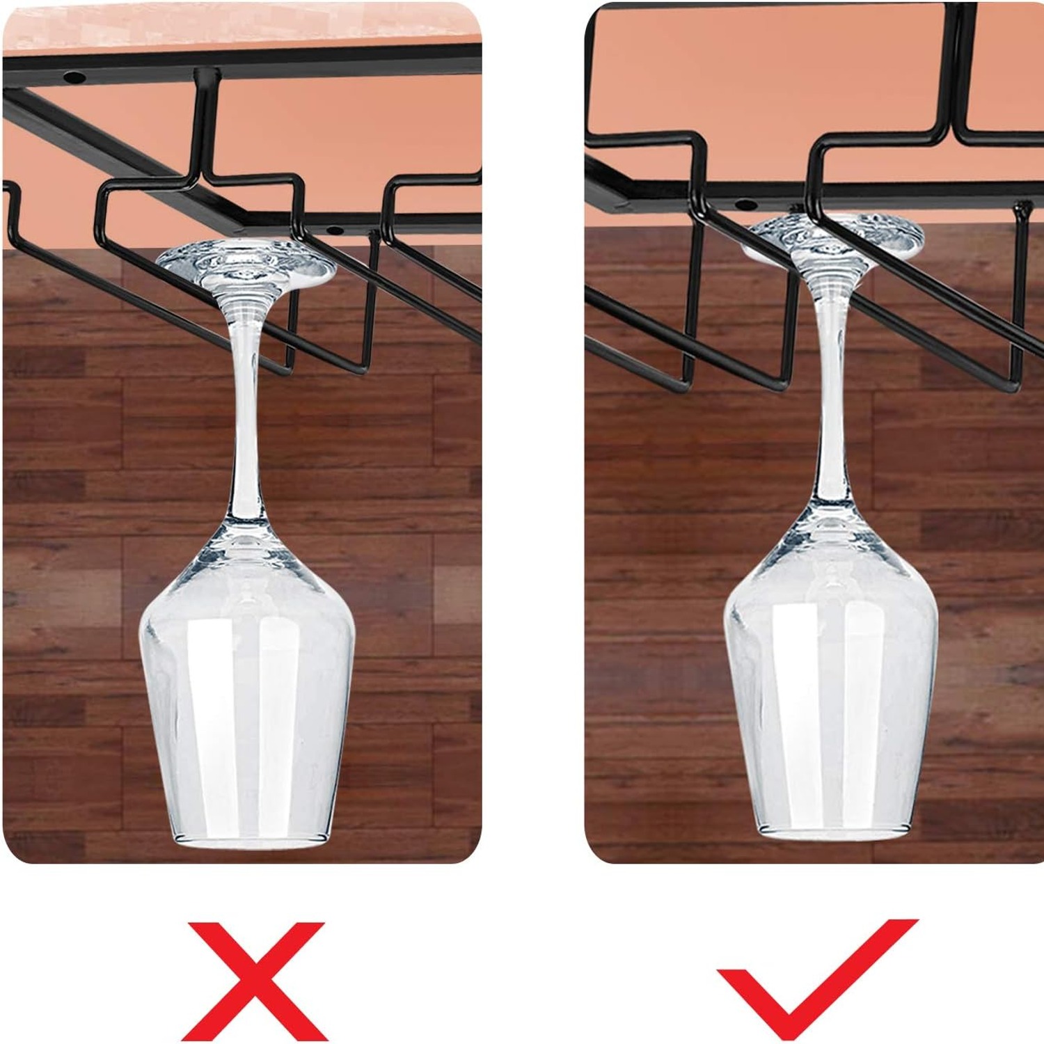 4-Row Under Cabinet Wine Glass Rack